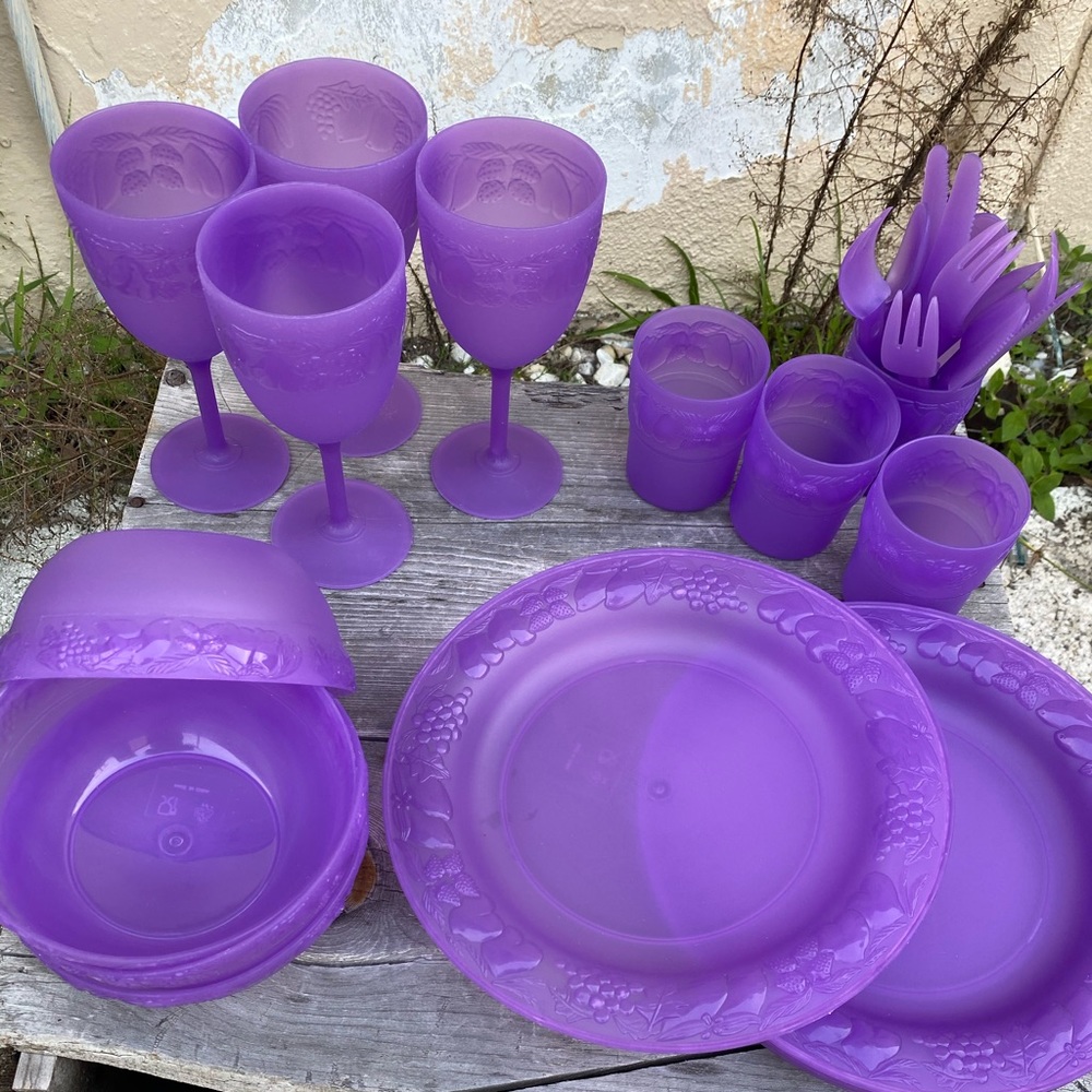 Picnic plastic purple set
